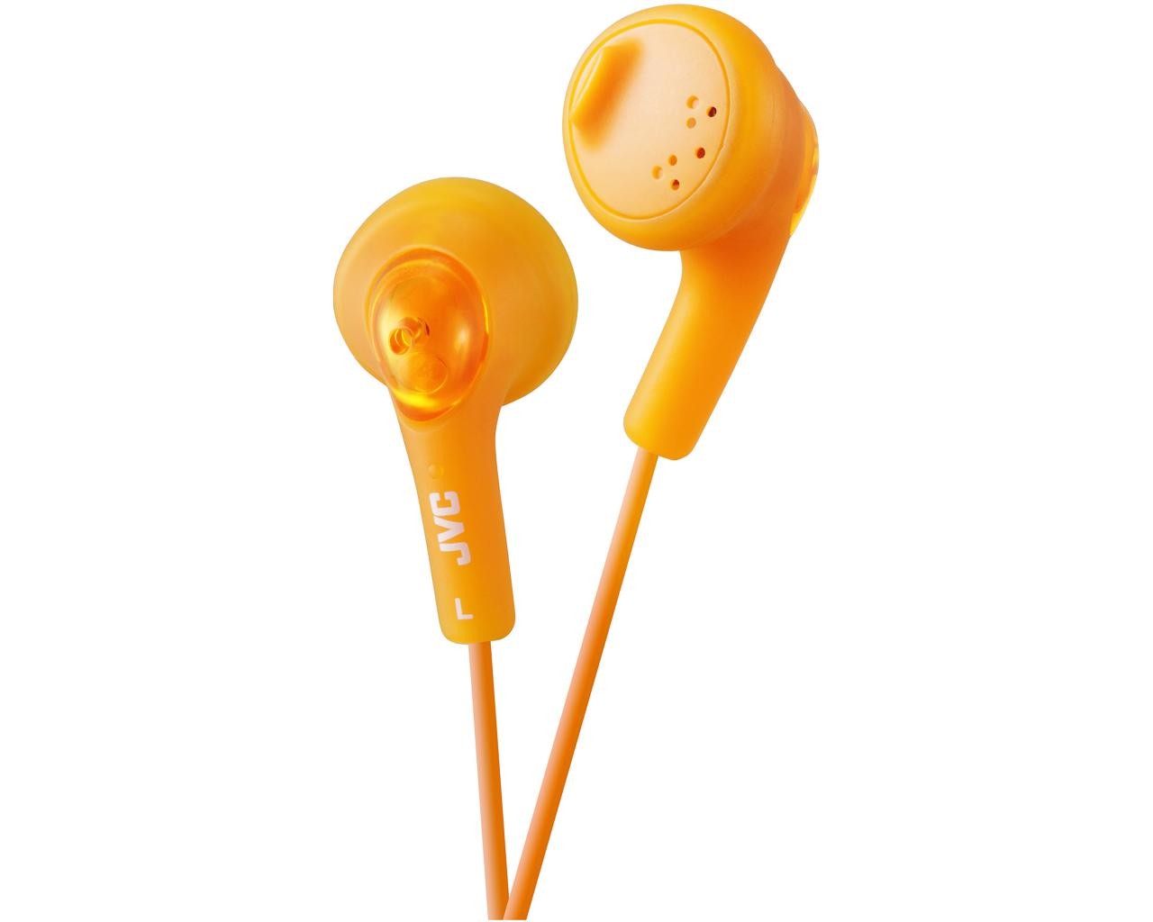 JVC Wired In-ear HeadphoneHeadphonesOval form soft rubber body for comfortable fit Bass boosting earpiece Powerful sound with 13.5mm Neodymium driver unit 3.3ft (1.0m) color cord with nickel-plated iPhone compatible slim plug